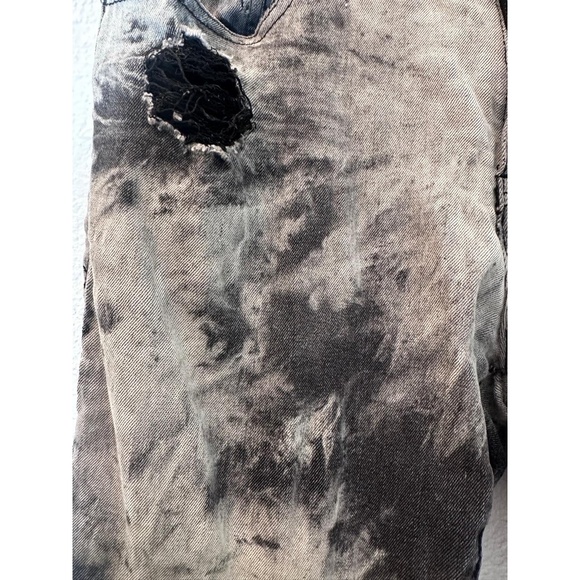 Smoke & Ash Jeans 30x30” Grey Acid Wash Distressed Moto Grunge Thrashed Biker - Picture 3 of 6